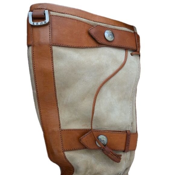 RARE NEW L.A.M.B Gwen Stefani Suede Leather Platform Knee High Wedge Boots Sz 7 - Picture 7 of 16